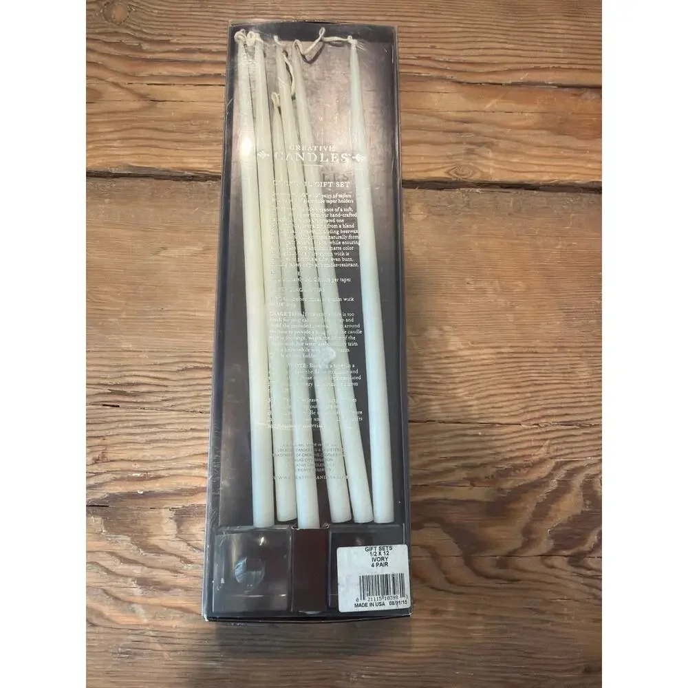 Creative Candles Ivory Taper Candles Set of 6 NEW